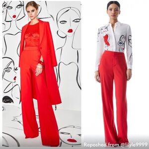 Alice + Olivia Dylan red wide leg dress pants